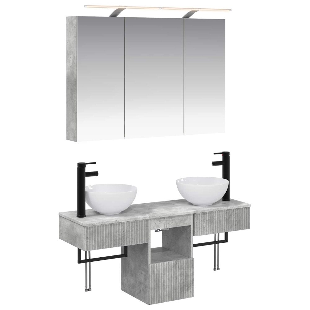vidaXL Badrumsskåpsset 4 pcs Betonggrå 100 x 14,5 x 70 cm