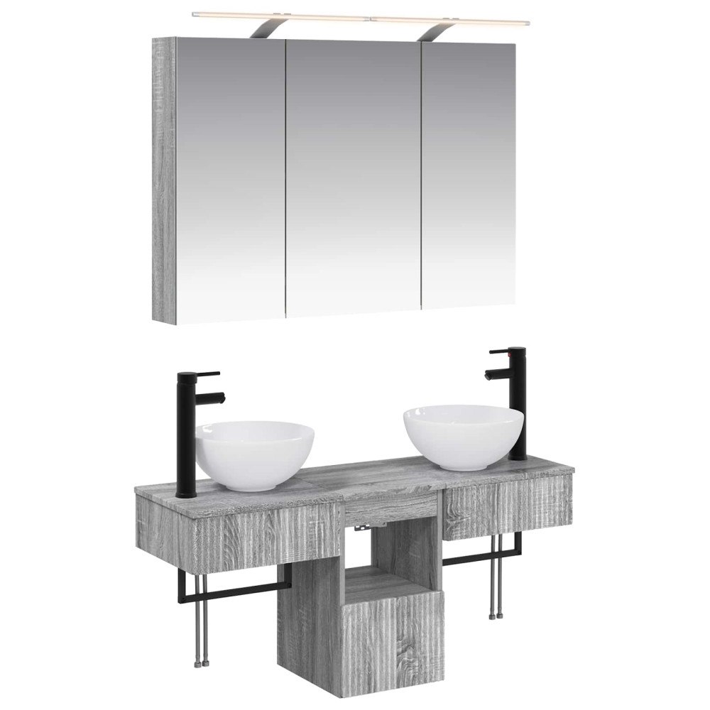 vidaXL Badrumsskåpsset 4 pcs Grå Sonoma 100 x 14,5 x 70 cm