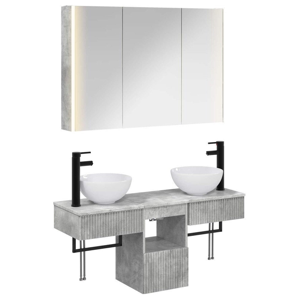 vidaXL Badrumsskåpsset 4 pcs Betonggrå 103,5 x 15,5 x 70 cm
