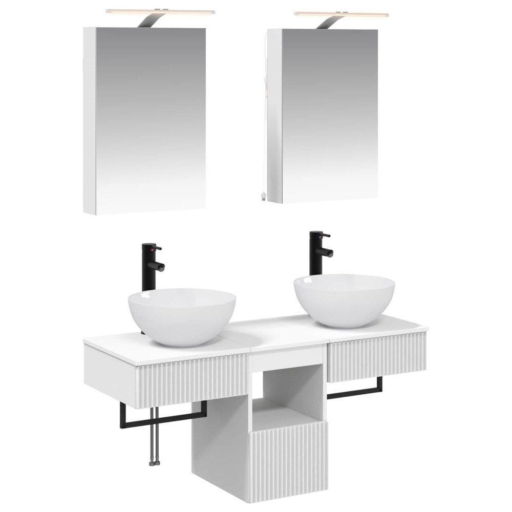 vidaXL Badrumsskåpsset 5 pcs Vit 40 x 10,5 x 60,5 cm Konstruerat trä