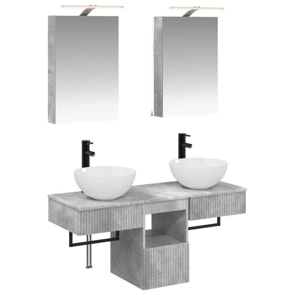 vidaXL Badrumsskåpsset 5 pcs Betonggrå 40 x 10,5 x 60,5 cm