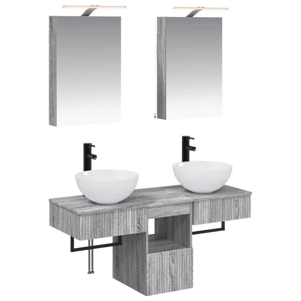 vidaXL Badrumsskåpsset 5 pcs Grå Sonoma 40 x 10,5 x 60,5 cm