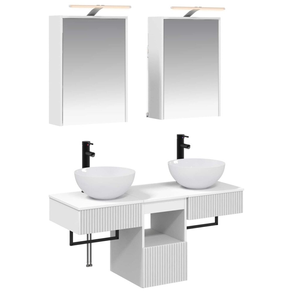 vidaXL Badrumsskåpsset 5 pcs Vit 43 x 16 x 62,5 cm Konstruerat trä
