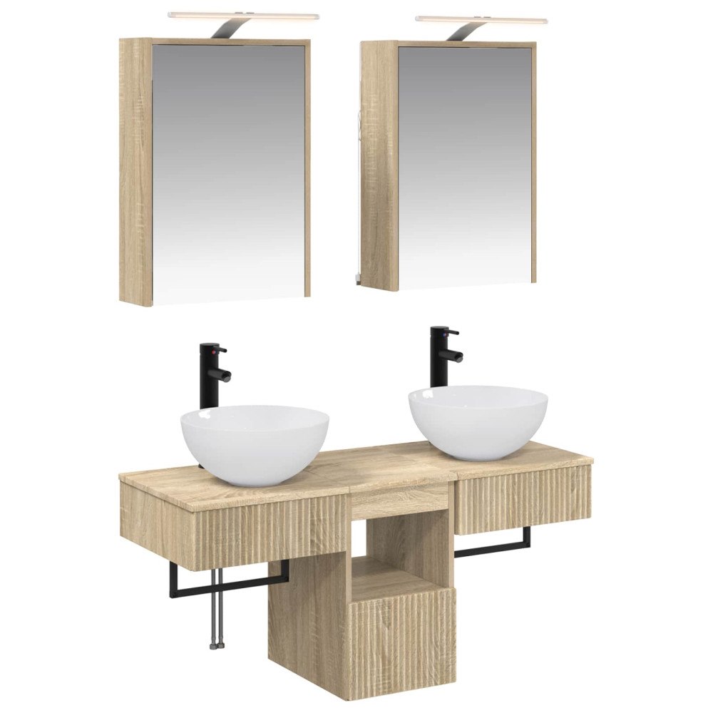 vidaXL Badrumsskåpsset 5 pcs Sonoma-ek 43 x 16 x 62,5 cm
