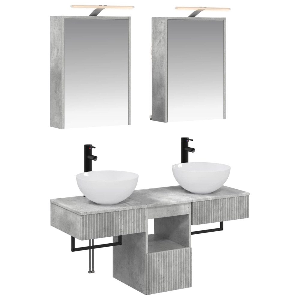 vidaXL Badrumsskåpsset 5 pcs Betonggrå 43 x 16 x 62,5 cm