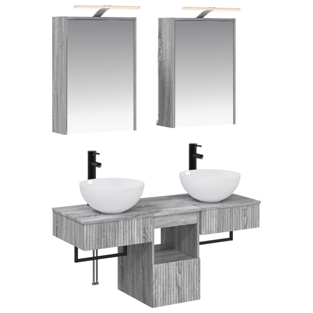 vidaXL Badrumsskåpsset 5 pcs Grå Sonoma 43 x 16 x 62,5 cm