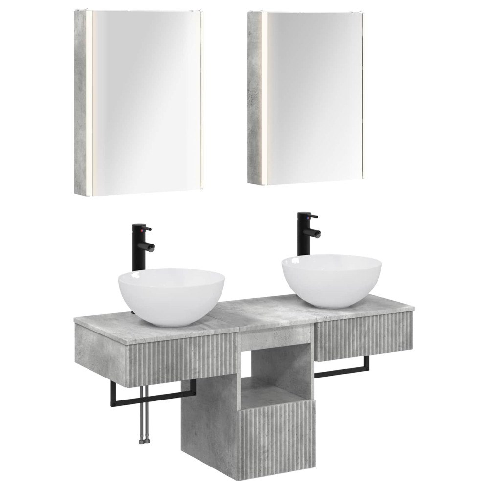 vidaXL Badrumsskåpsset 5 pcs Betonggrå 43 x 11,5 x 60,5 cm