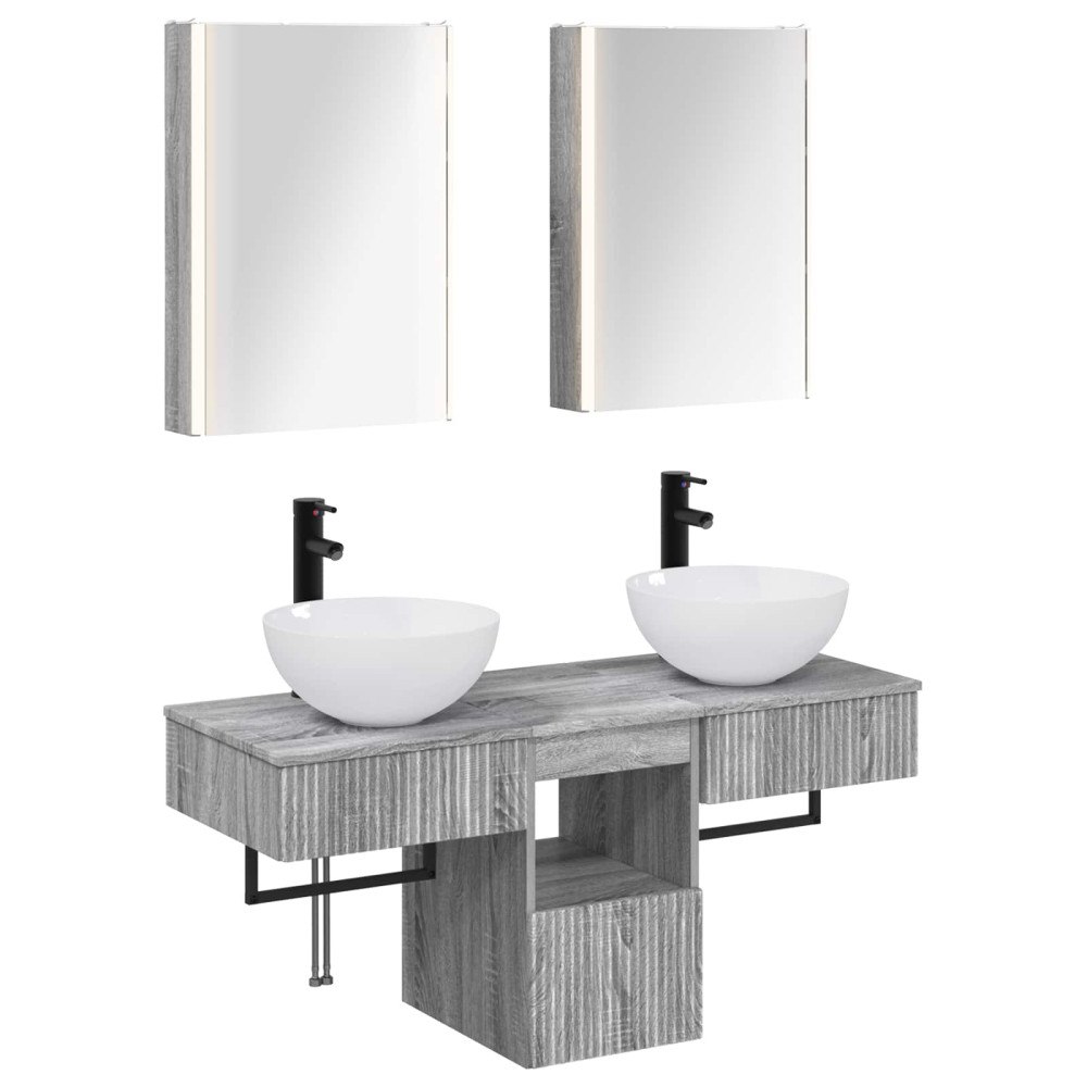vidaXL Badrumsskåpsset 5 pcs Grå Sonoma 43 x 11,5 x 60,5 cm