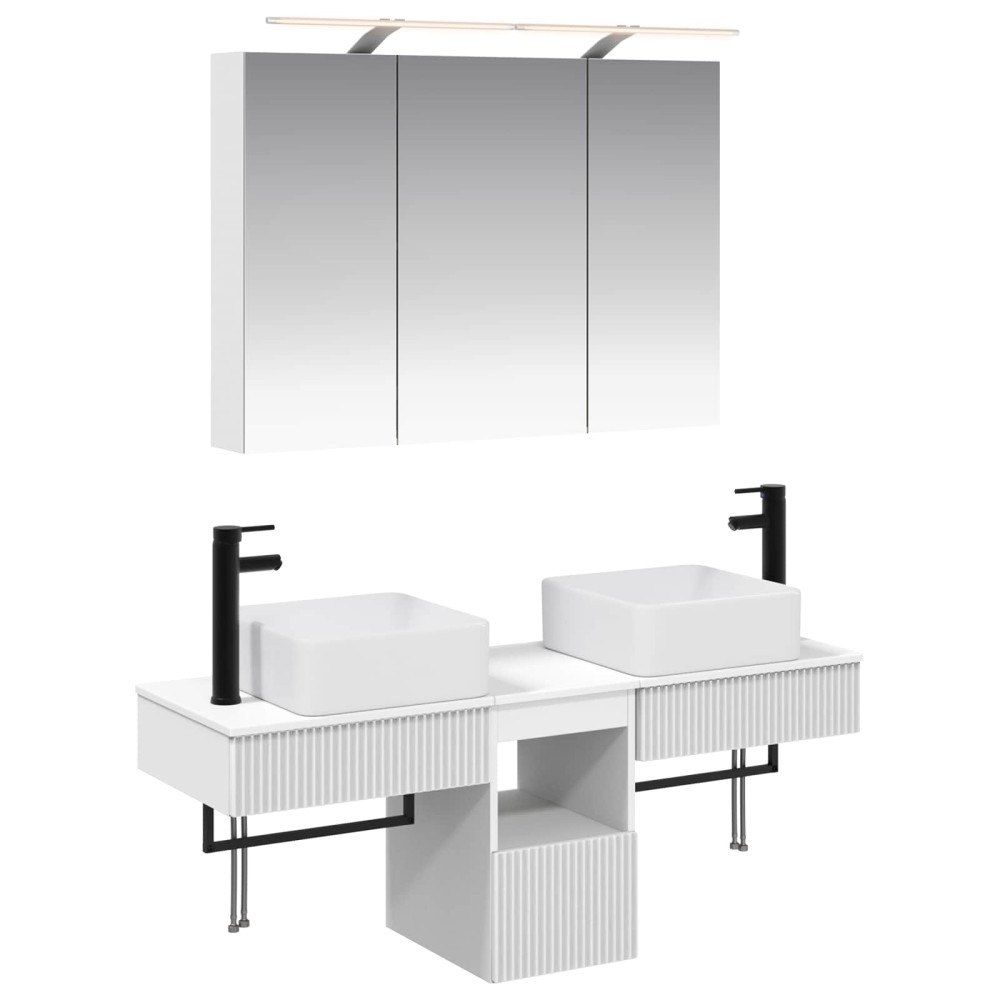 vidaXL Badrumsskåpsset 4 pcs Vit 100 x 14,5 x 70 cm Konstruerat trä