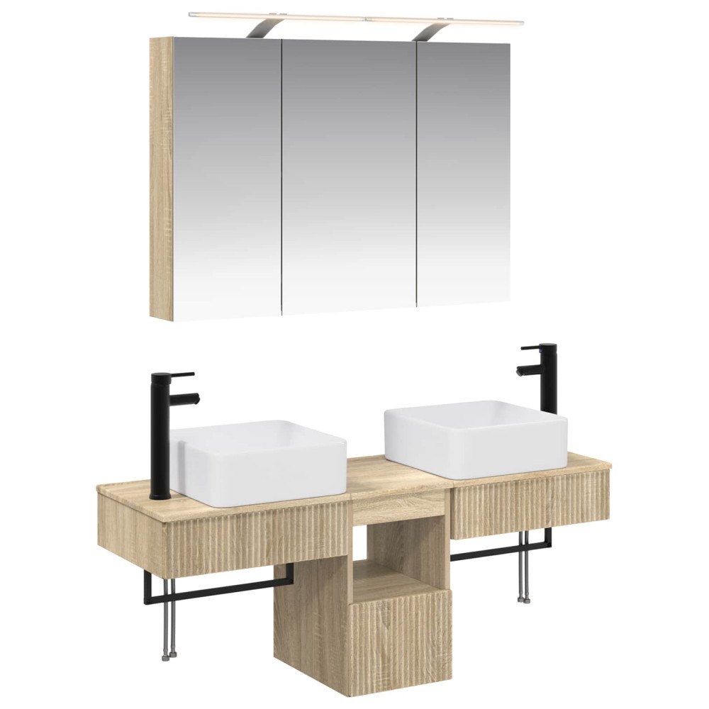 vidaXL Badrumsskåpsset 4 pcs Sonoma-ek 100 x 14,5 x 70 cm