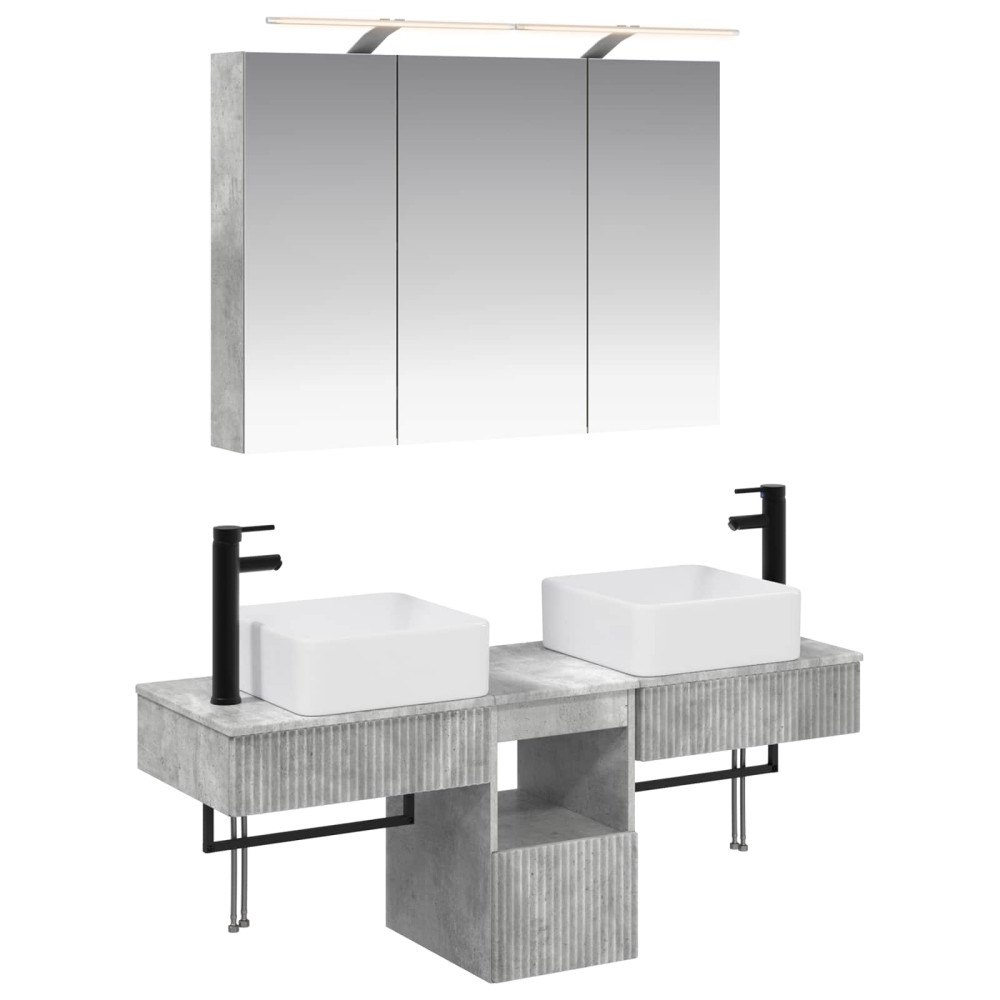 vidaXL Badrumsskåpsset 4 pcs Betonggrå 100 x 14,5 x 70 cm