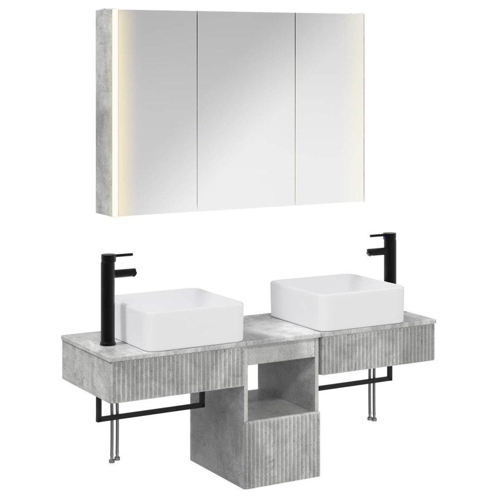 vidaXL Badrumsskåpsset 4 pcs Betonggrå 103,5 x 15,5 x 70 cm