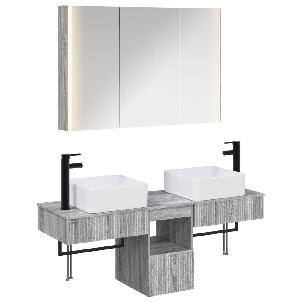 vidaXL Badrumsskåpsset 4 pcs Grå Sonoma 103,5 x 15,5 x 70 cm