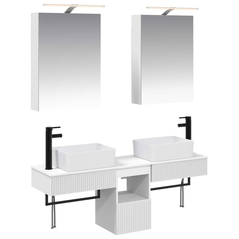vidaXL Badrumsskåpsset 5 pcs Vit 50 x 14,5 x 70 cm Konstruerat trä