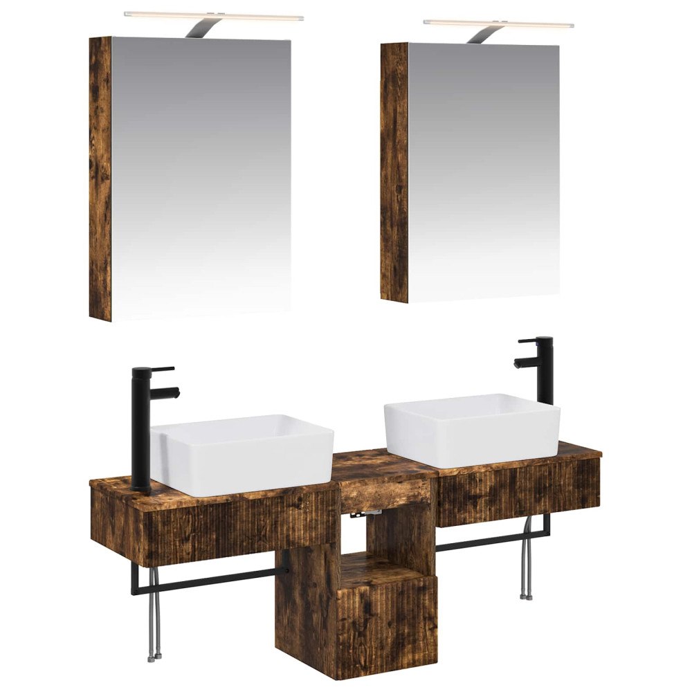 vidaXL Badrumsskåpsset 5 pcs Rökt ek 50 x 14,5 x 70 cm Konstruerat trä