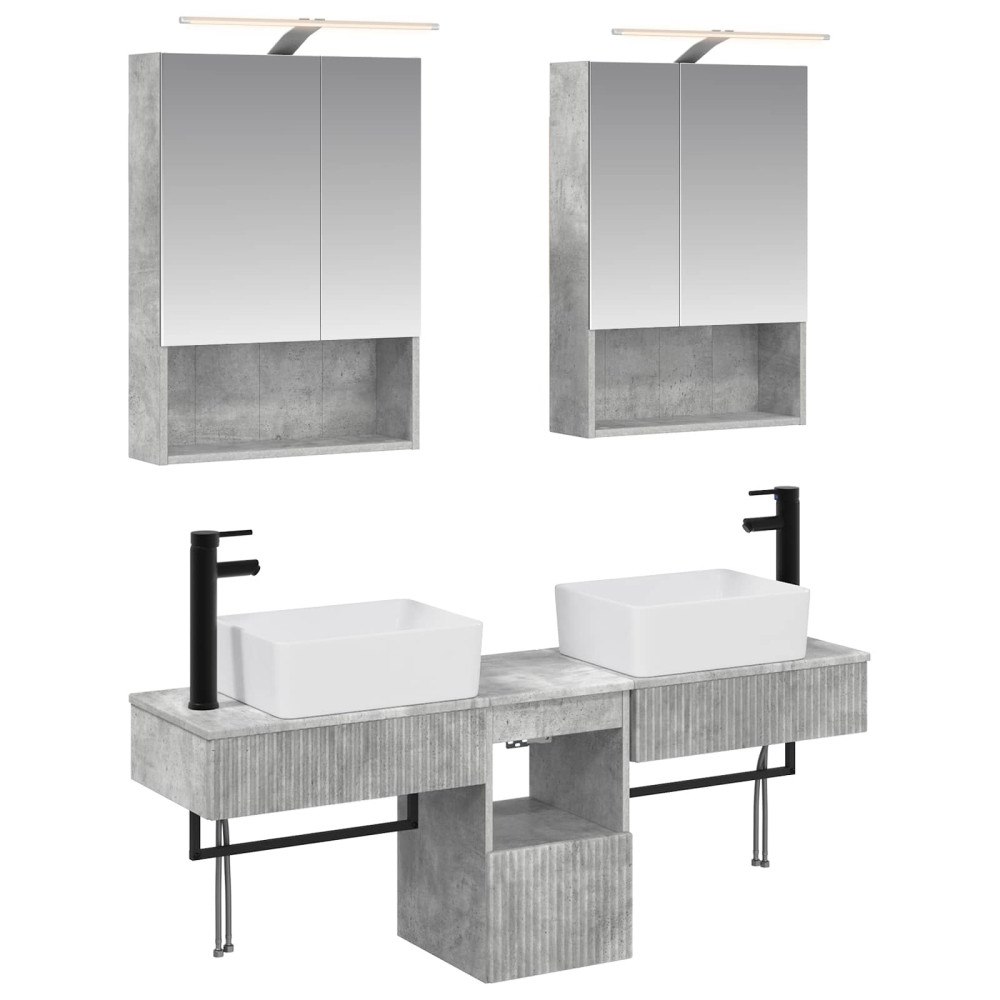 vidaXL Badrumsskåpsset 5 pcs Betonggrå 50 x 14,5 x 70 cm