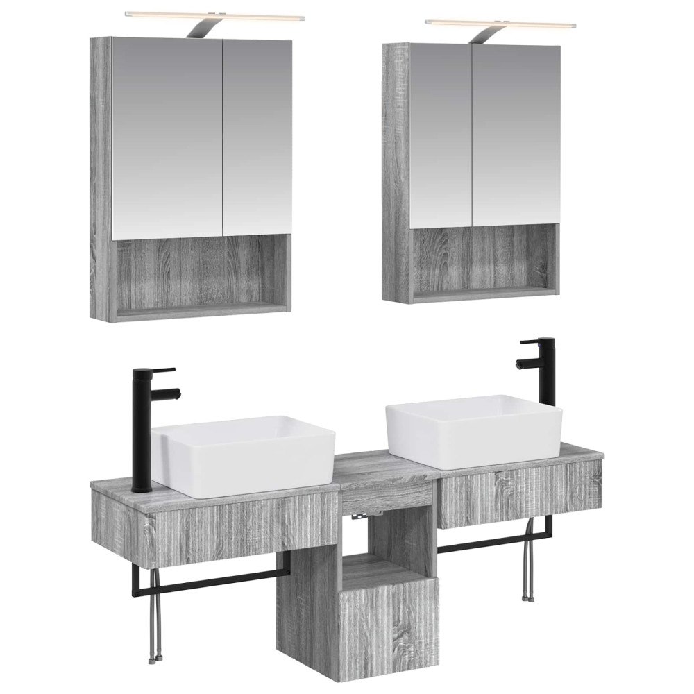 vidaXL Badrumsskåpsset 5 pcs Grå Sonoma 50 x 14,5 x 70 cm