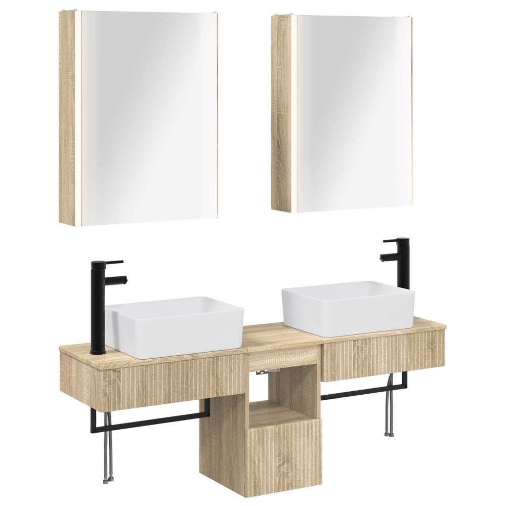 vidaXL Badrumsskåpsset 5 pcs Sonoma-ek 53 x 15,5 x 70 cm