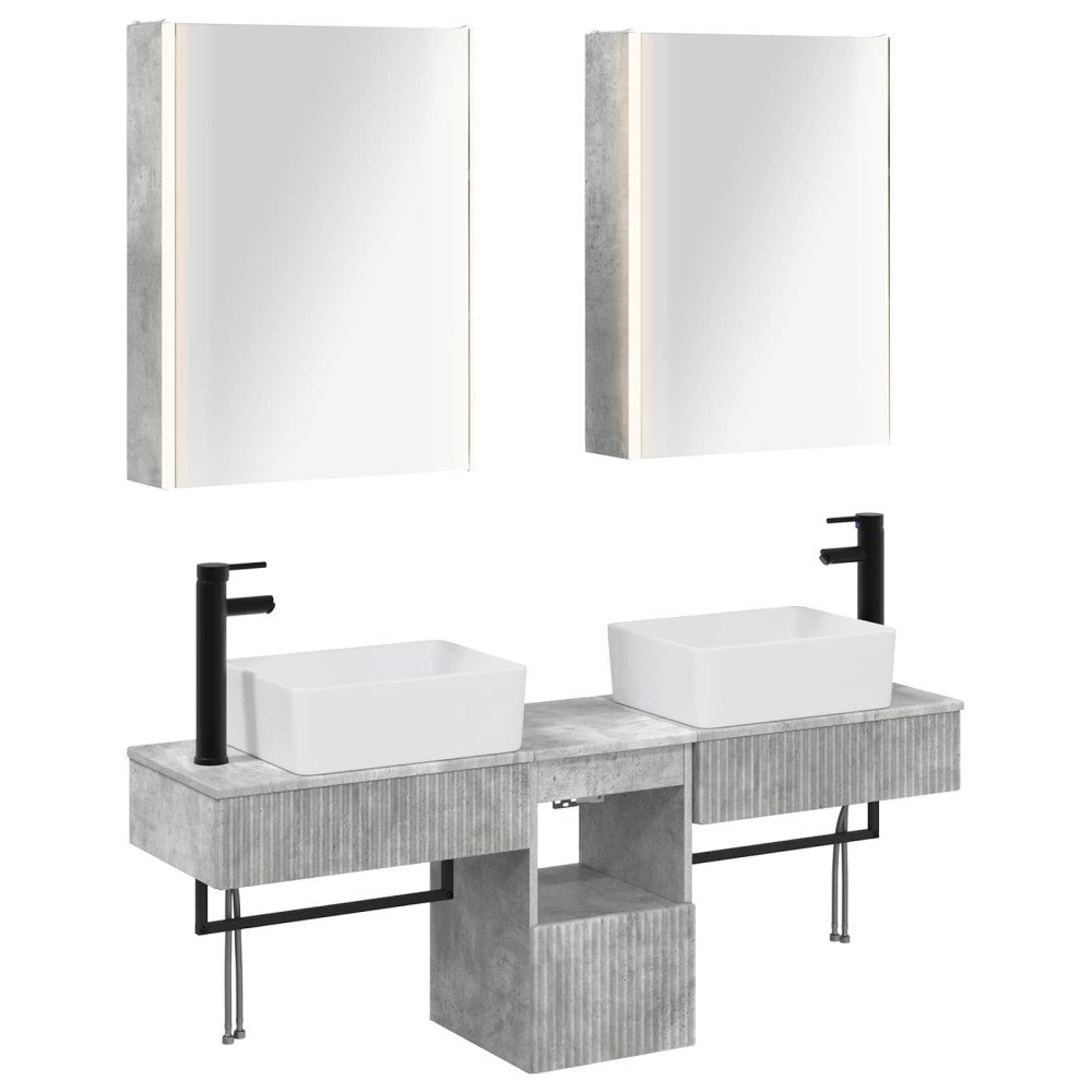 vidaXL Badrumsskåpsset 5 pcs Betonggrå 53 x 15,5 x 70 cm