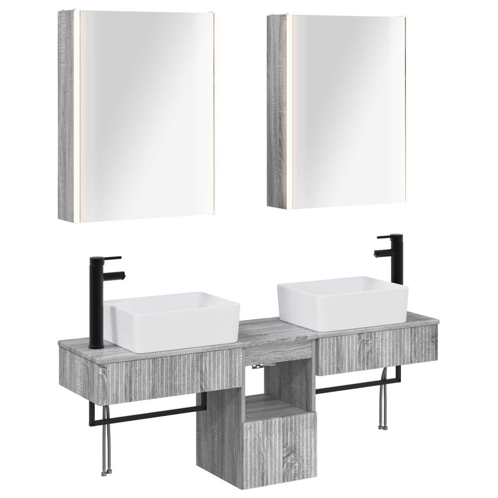 vidaXL Badrumsskåpsset 5 pcs Grå Sonoma 53 x 15,5 x 70 cm