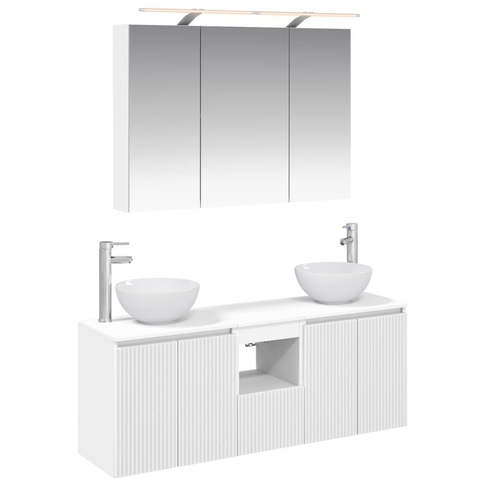 vidaXL Badrumsskåpsset 4 pcs Vit 100 x 14,5 x 70 cm Konstruerat trä
