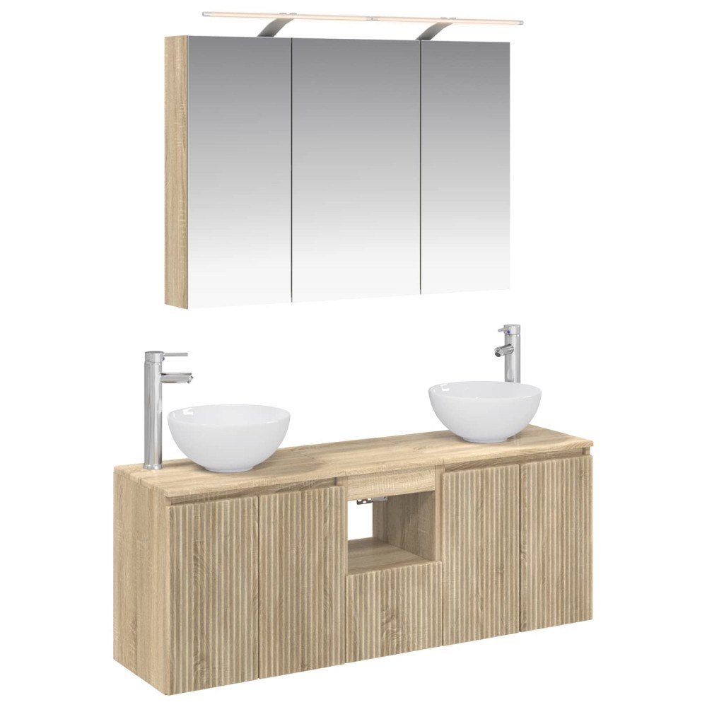 vidaXL Badrumsskåpsset 4 pcs Sonoma-ek 100 x 14,5 x 70 cm