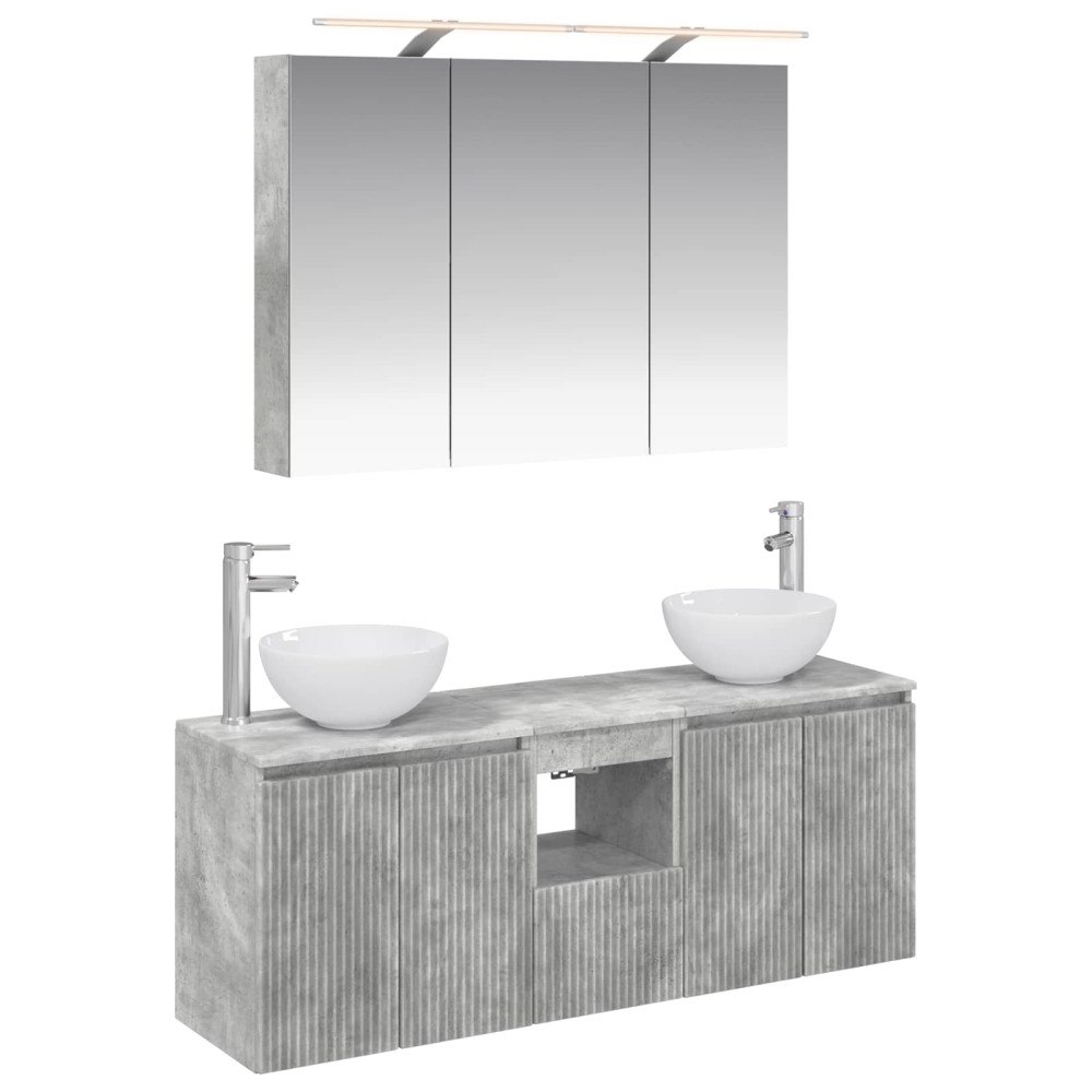 vidaXL Badrumsskåpsset 4 pcs Betonggrå 100 x 14,5 x 70 cm