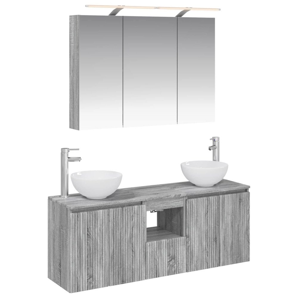 vidaXL Badrumsskåpsset 4 pcs Grå Sonoma 100 x 14,5 x 70 cm