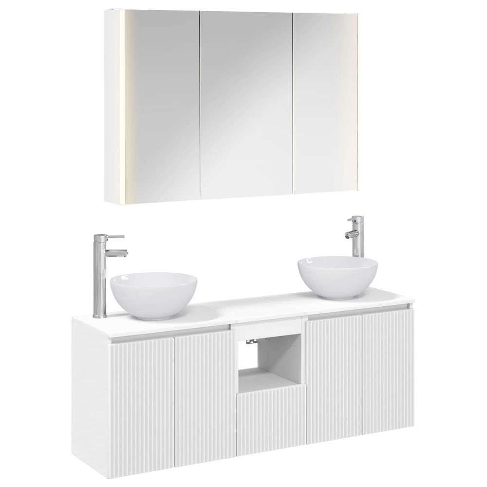 vidaXL Badrumsskåpsset 4 pcs Vit 103,5 x 15,5 x 70 cm Konstruerat trä