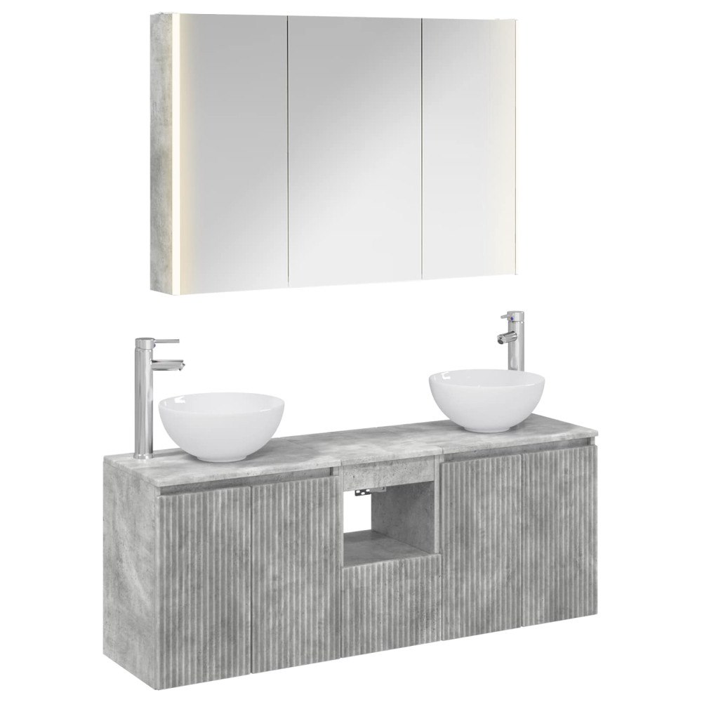 vidaXL Badrumsskåpsset 4 pcs Betonggrå 103,5 x 15,5 x 70 cm