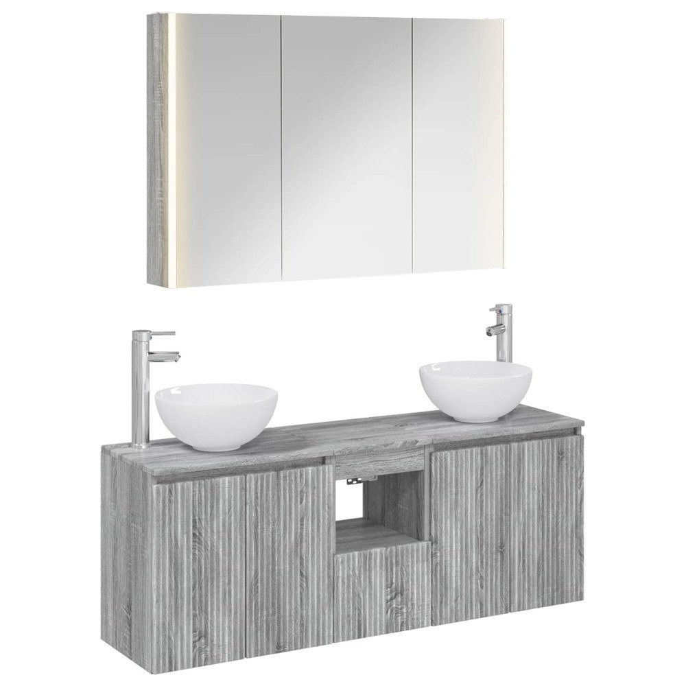 vidaXL Badrumsskåpsset 4 pcs Grå Sonoma 103,5 x 15,5 x 70 cm