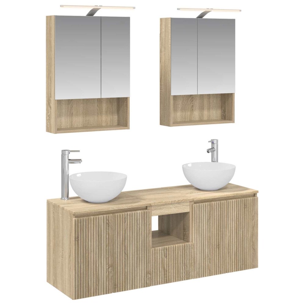 vidaXL Badrumsskåpsset 5 pcs Sonoma-ek 50 x 14,5 x 70 cm