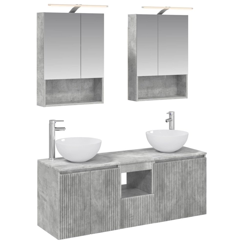 vidaXL Badrumsskåpsset 5 pcs Betonggrå 50 x 14,5 x 70 cm