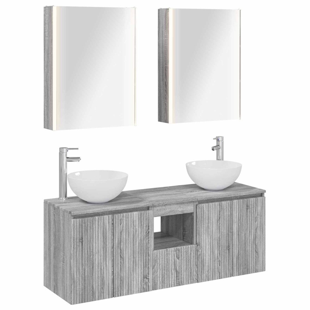 vidaXL Badrumsskåpsset 5 pcs Grå Sonoma 53 x 15,5 x 70 cm