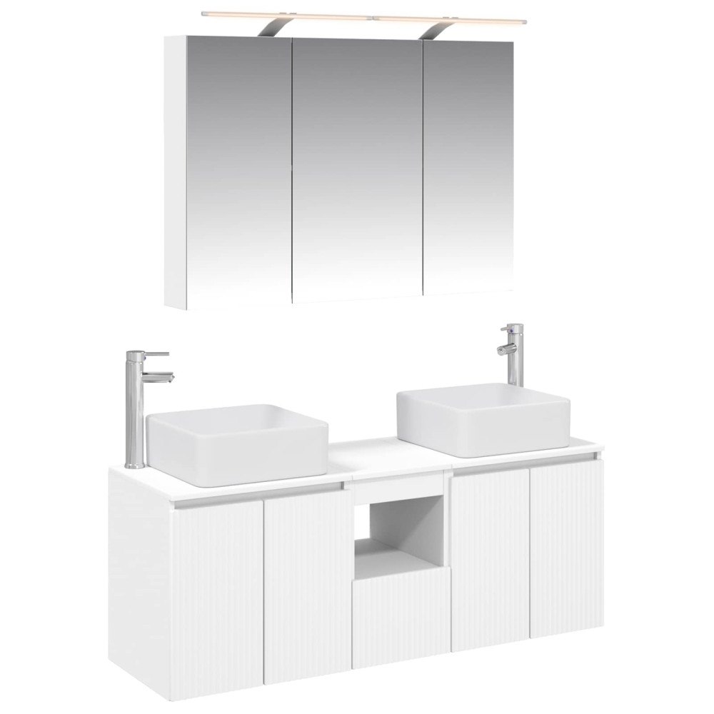 vidaXL Badrumsskåpsset 4 pcs Vit 100 x 14,5 x 70 cm Konstruerat trä