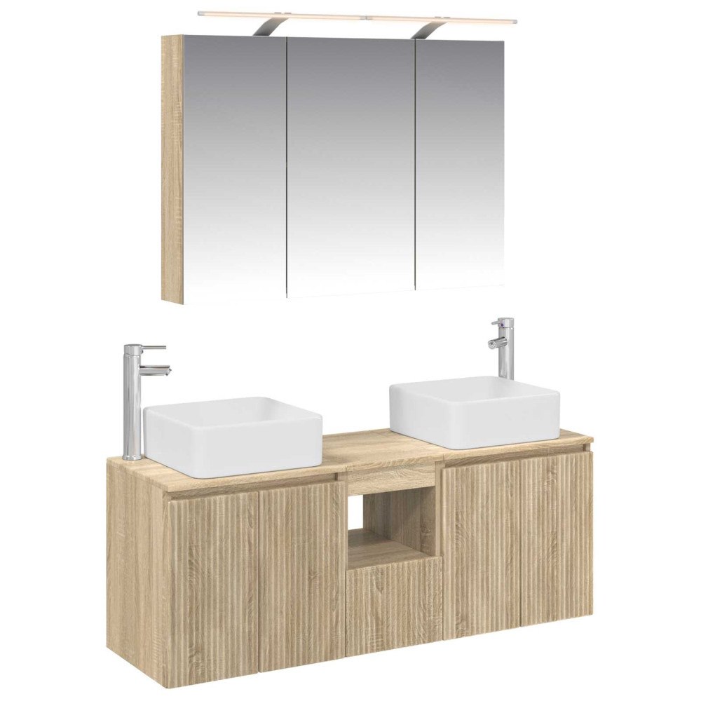 vidaXL Badrumsskåpsset 4 pcs Sonoma-ek 100 x 14,5 x 70 cm