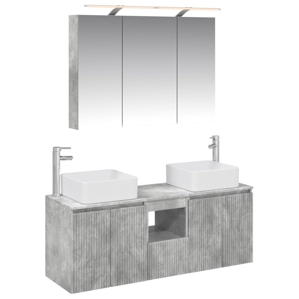 vidaXL Badrumsskåpsset 4 pcs Betonggrå 100 x 14,5 x 70 cm