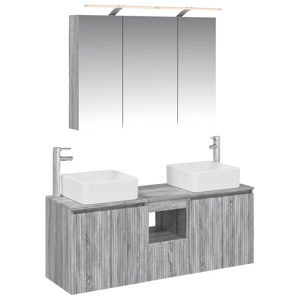 vidaXL Badrumsskåpsset 4 pcs Grå Sonoma 100 x 14,5 x 70 cm