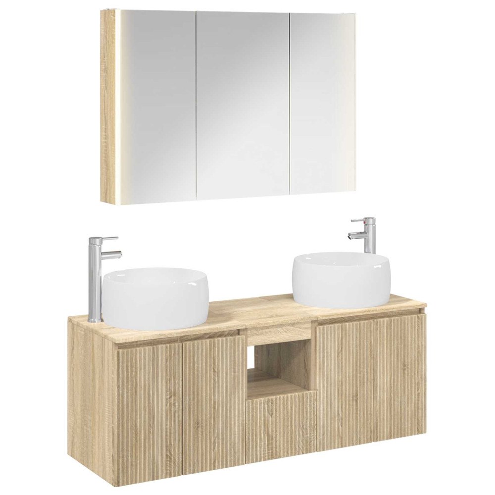 vidaXL Badrumsskåpsset 4 pcs Sonoma-ek Konstruerat trä