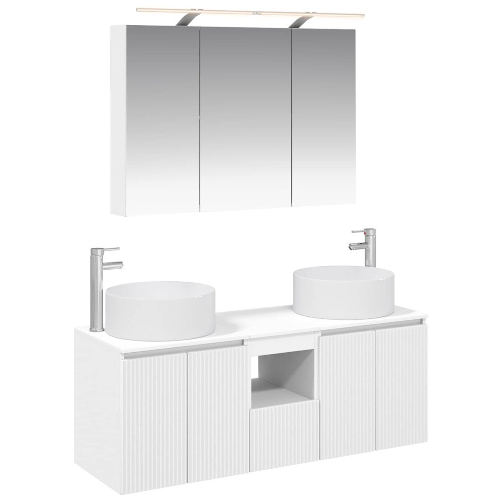vidaXL Badrumsskåpsset 4 pcs Vit 100 x 14,5 x 70 cm Konstruerat trä