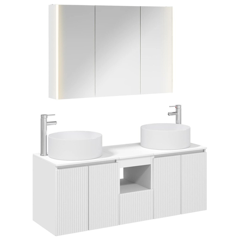 vidaXL Badrumsskåpsset 4 pcs Vit 103,5 x 15,5 x 70 cm Konstruerat trä