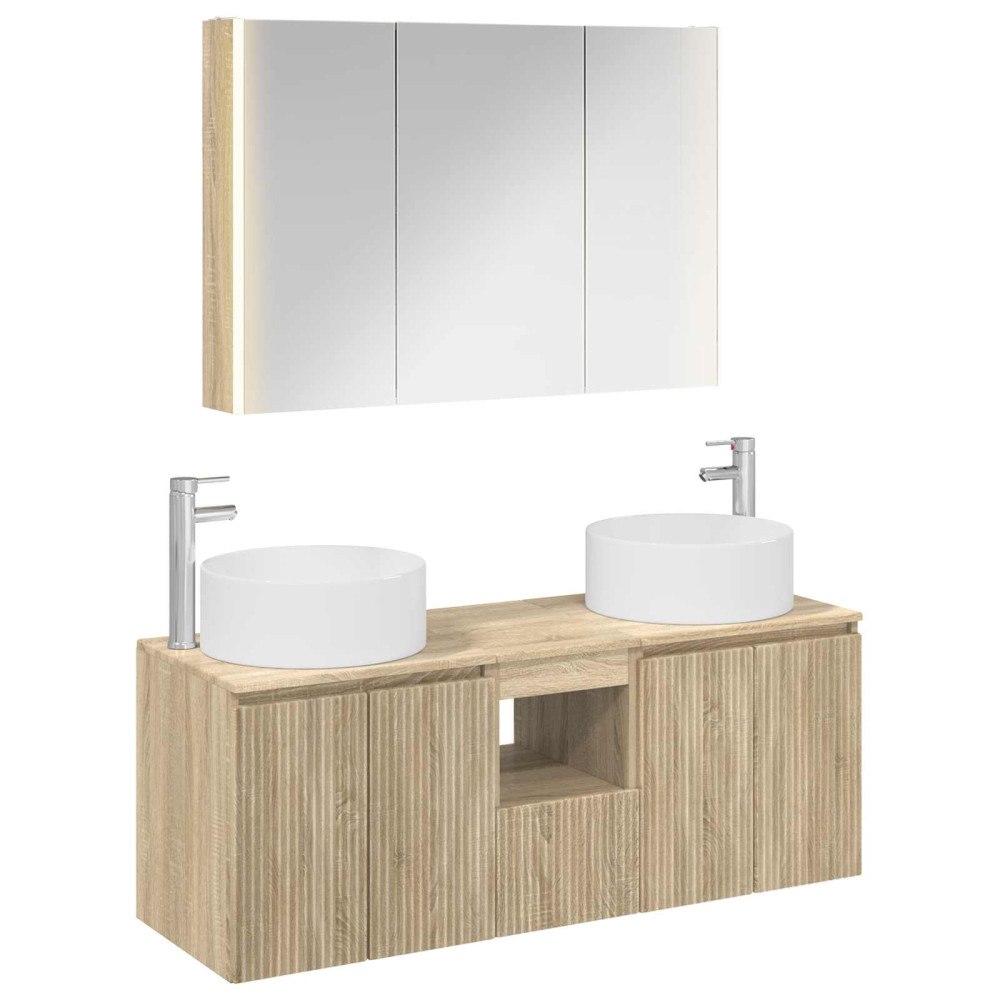 vidaXL Badrumsskåpsset 4 pcs Sonoma-ek 103,5 x 15,5 x 70 cm