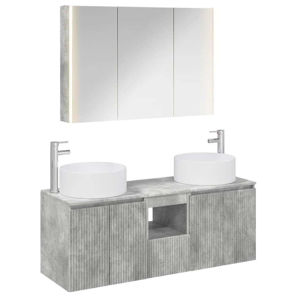vidaXL Badrumsskåpsset 4 pcs Betonggrå 103,5 x 15,5 x 70 cm