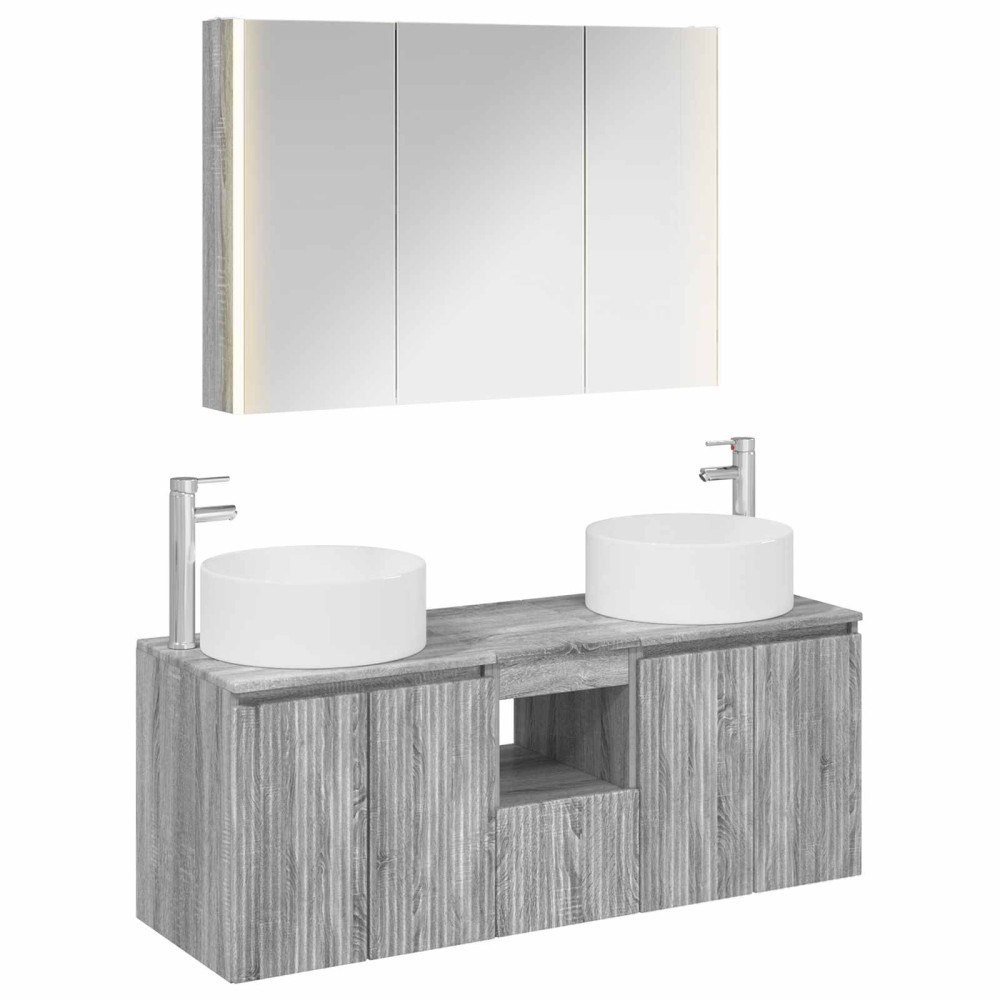 vidaXL Badrumsskåpsset 4 pcs Grå Sonoma 103,5 x 15,5 x 70 cm