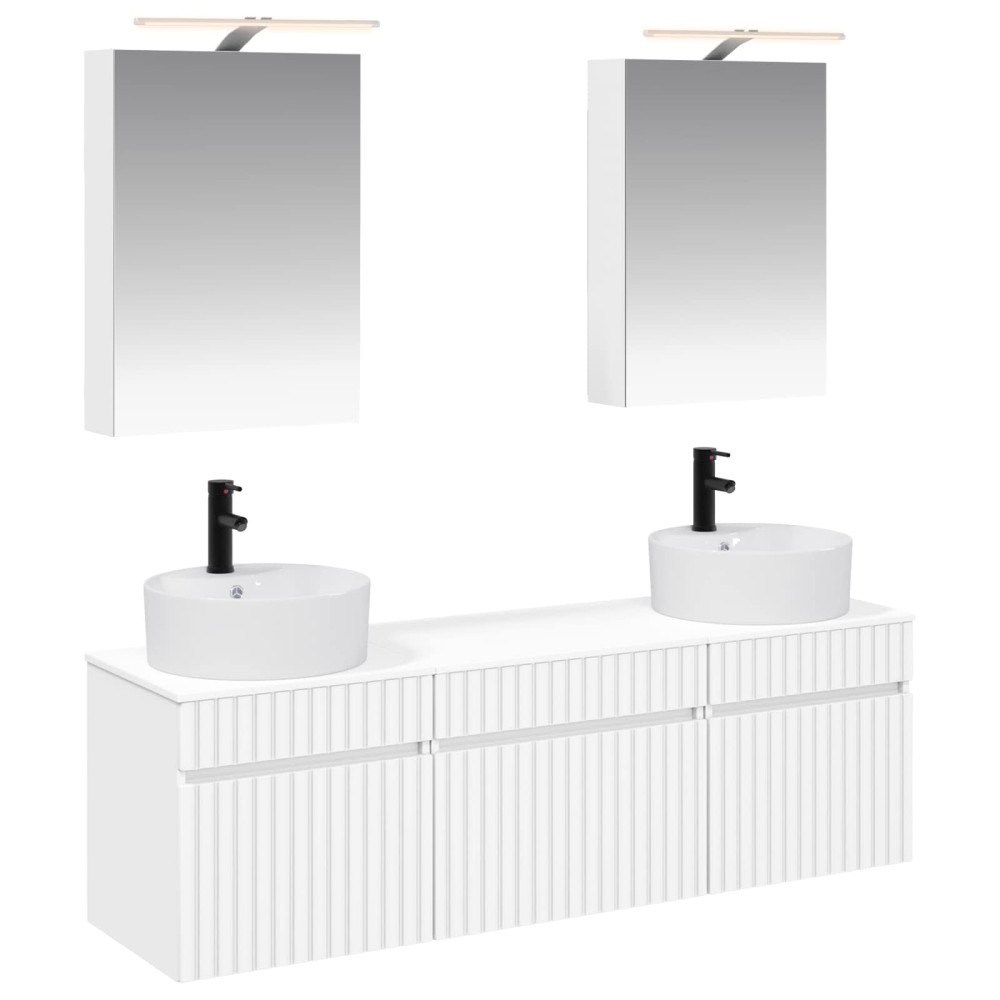 vidaXL Badrumsskåpsset 5 pcs Vit 50 x 14,5 x 70 cm Konstruerat trä