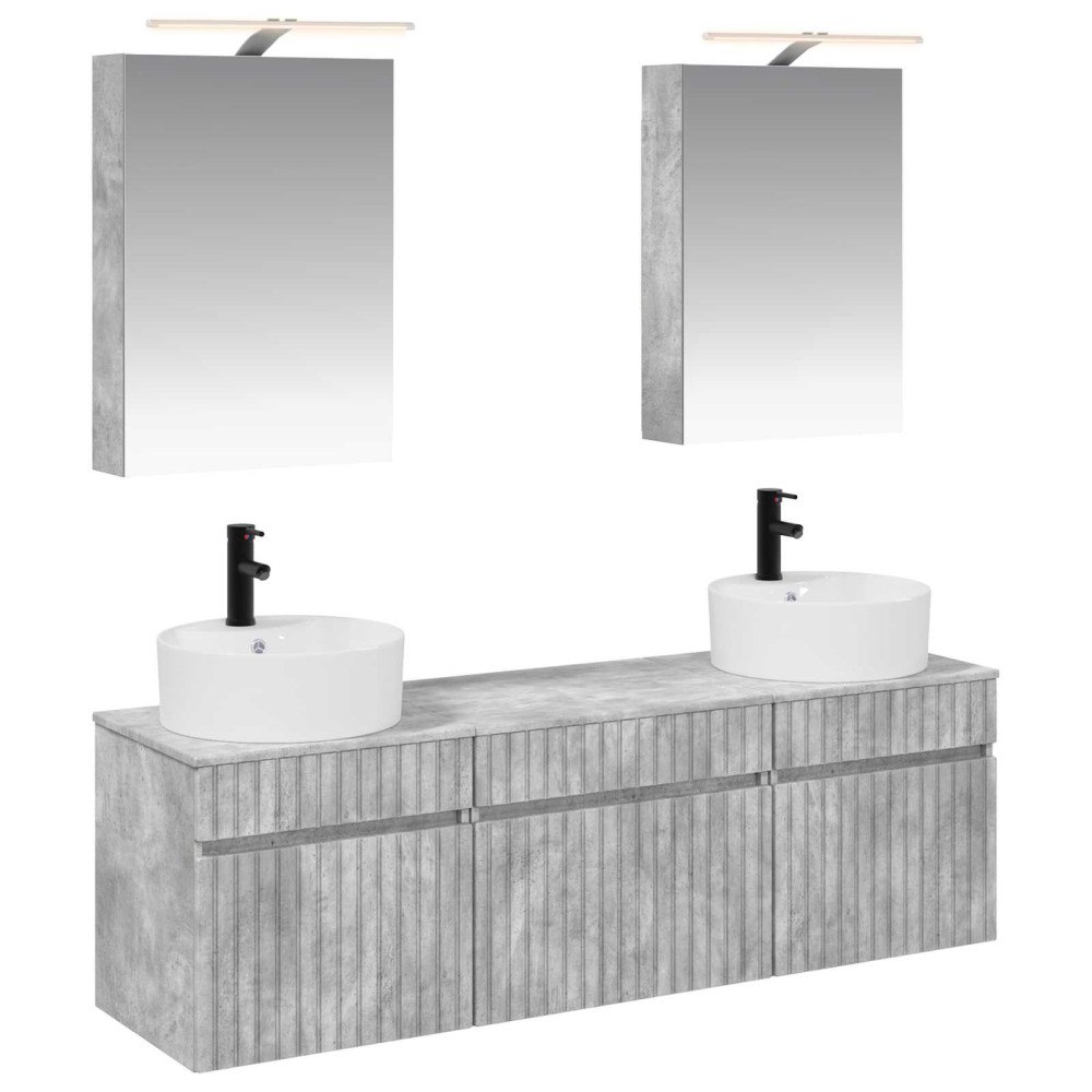 vidaXL Badrumsskåpsset 5 pcs Betonggrå 50 x 14,5 x 70 cm