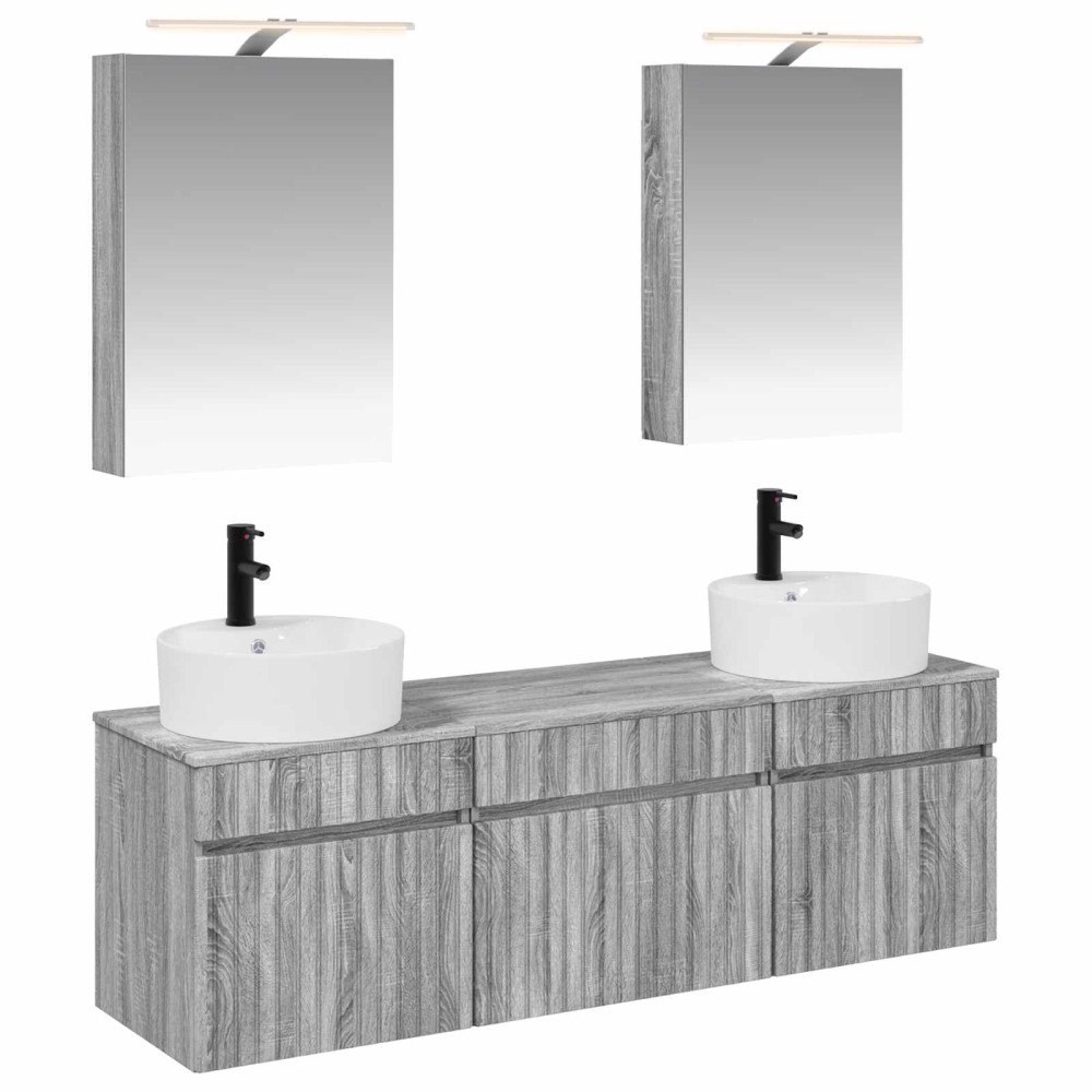 vidaXL Badrumsskåpsset 5 pcs Grå Sonoma 50 x 14,5 x 70 cm