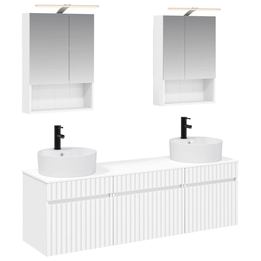 vidaXL Badrumsskåpsset 5 pcs Vit 50 x 14,5 x 70 cm Konstruerat trä