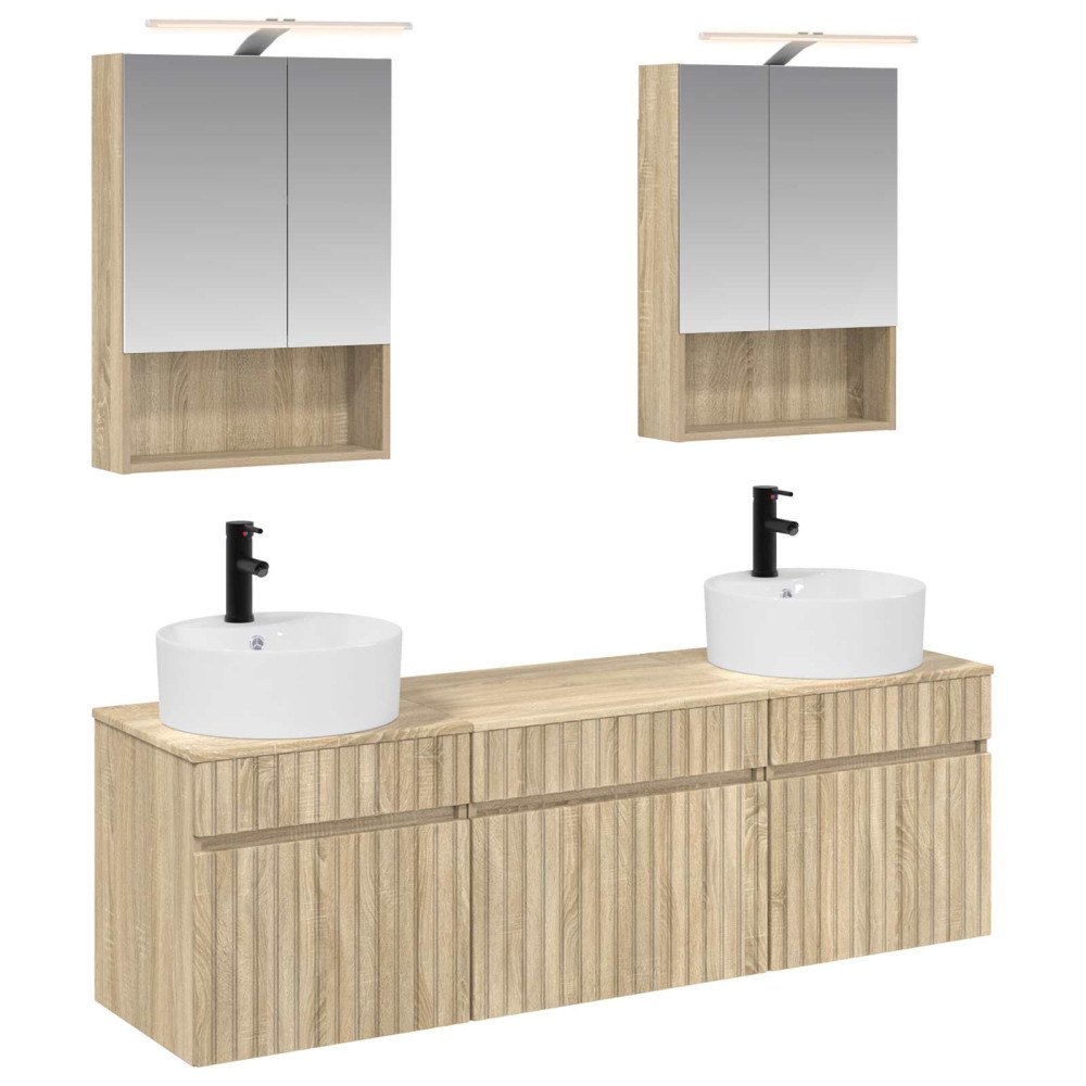vidaXL Badrumsskåpsset 5 pcs Sonoma-ek 50 x 14,5 x 70 cm