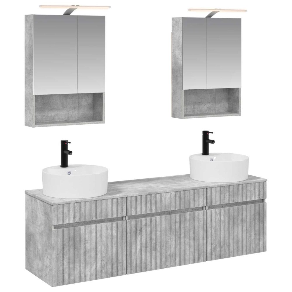 vidaXL Badrumsskåpsset 5 pcs Betonggrå 50 x 14,5 x 70 cm
